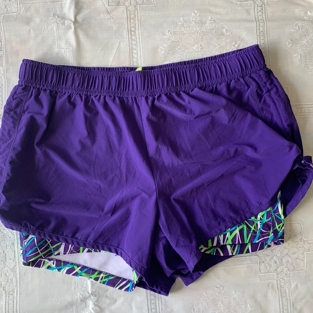 Athletic shorts with bike shorts liner